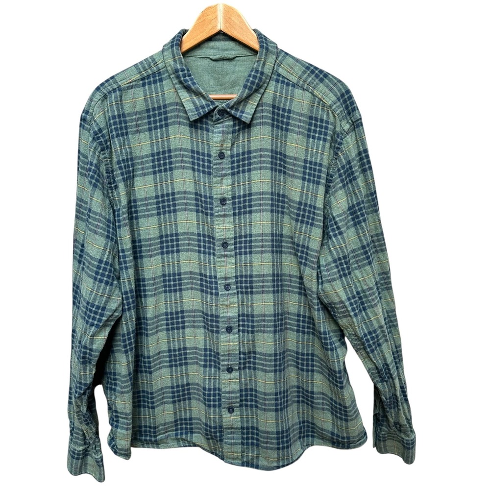 Southern Tide‎ Men's Payton Heather Reversible Plaid Blue Flannel Shirt Snap XXL